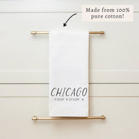 Hometown Coordinates Personalized Tea Towel