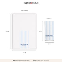 Light Blue Stripe Personalized Tea Towel