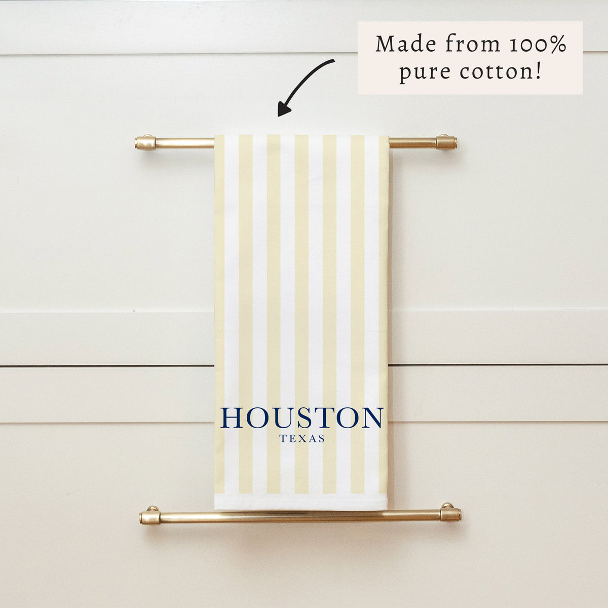 Yellow Stripe Personalized Tea Towel