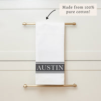 Charcoal Stripe Personalized Tea Towel