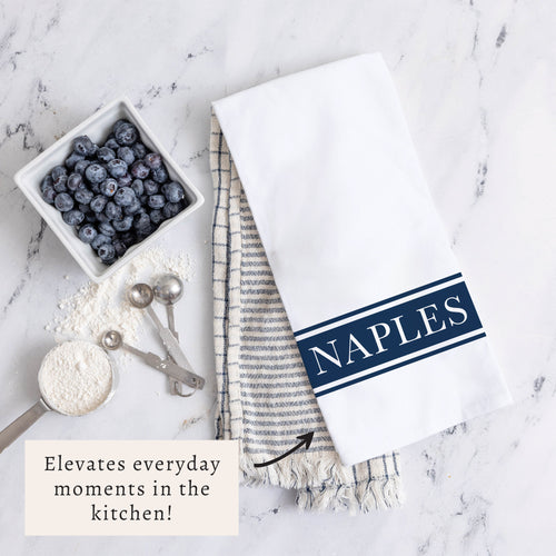 Navy Stripe Personalized Tea Towel