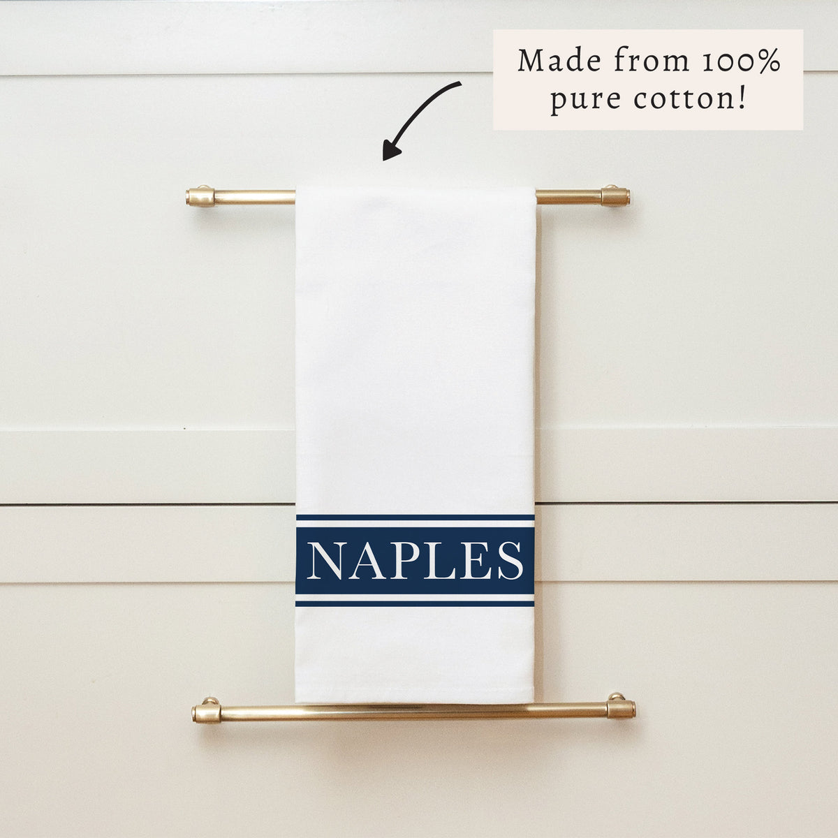 Navy Stripe Personalized Tea Towel