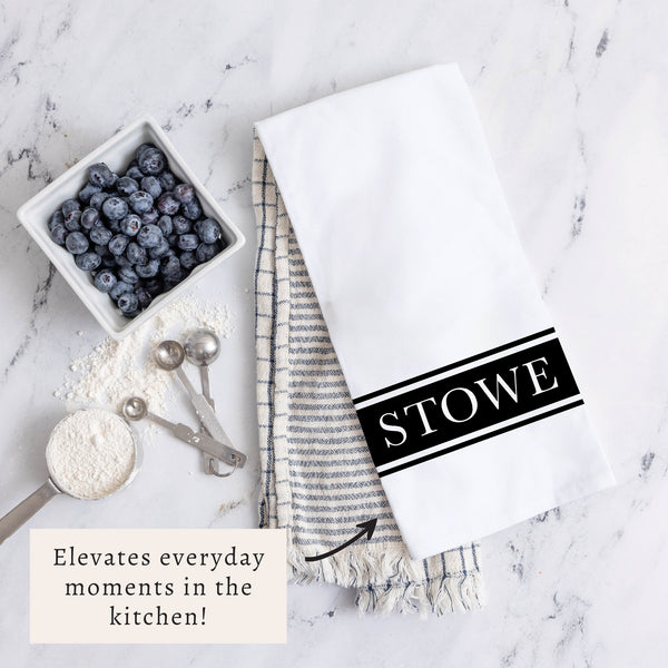 Black Stripe Personalized Tea Towel