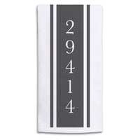 Stripe Zip Code Personalized Tea Towel