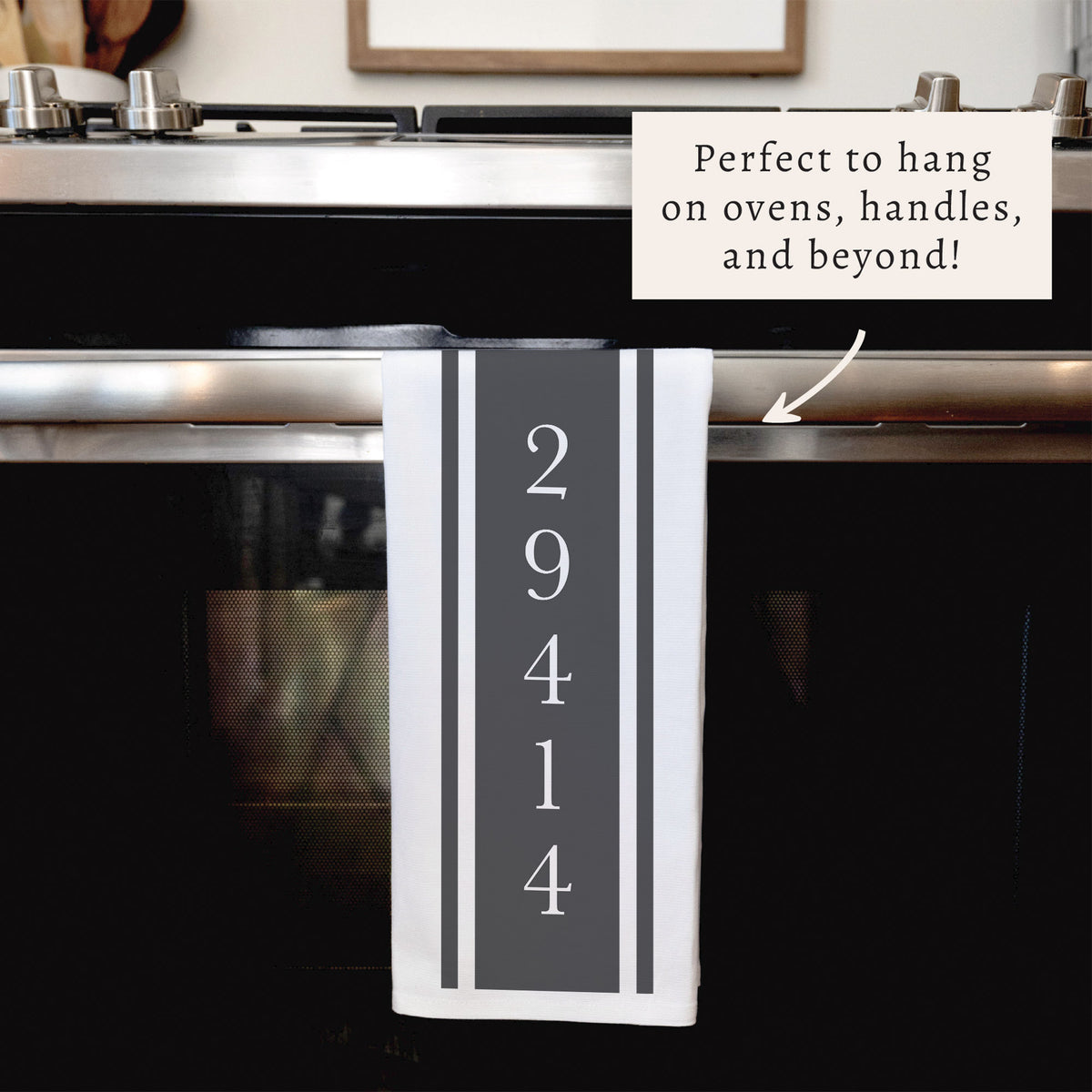 Stripe Zip Code Personalized Tea Towel