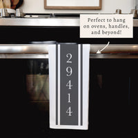 Stripe Zip Code Personalized Tea Towel