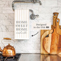 Home Sweet Home Striped Personalized Tea Towel