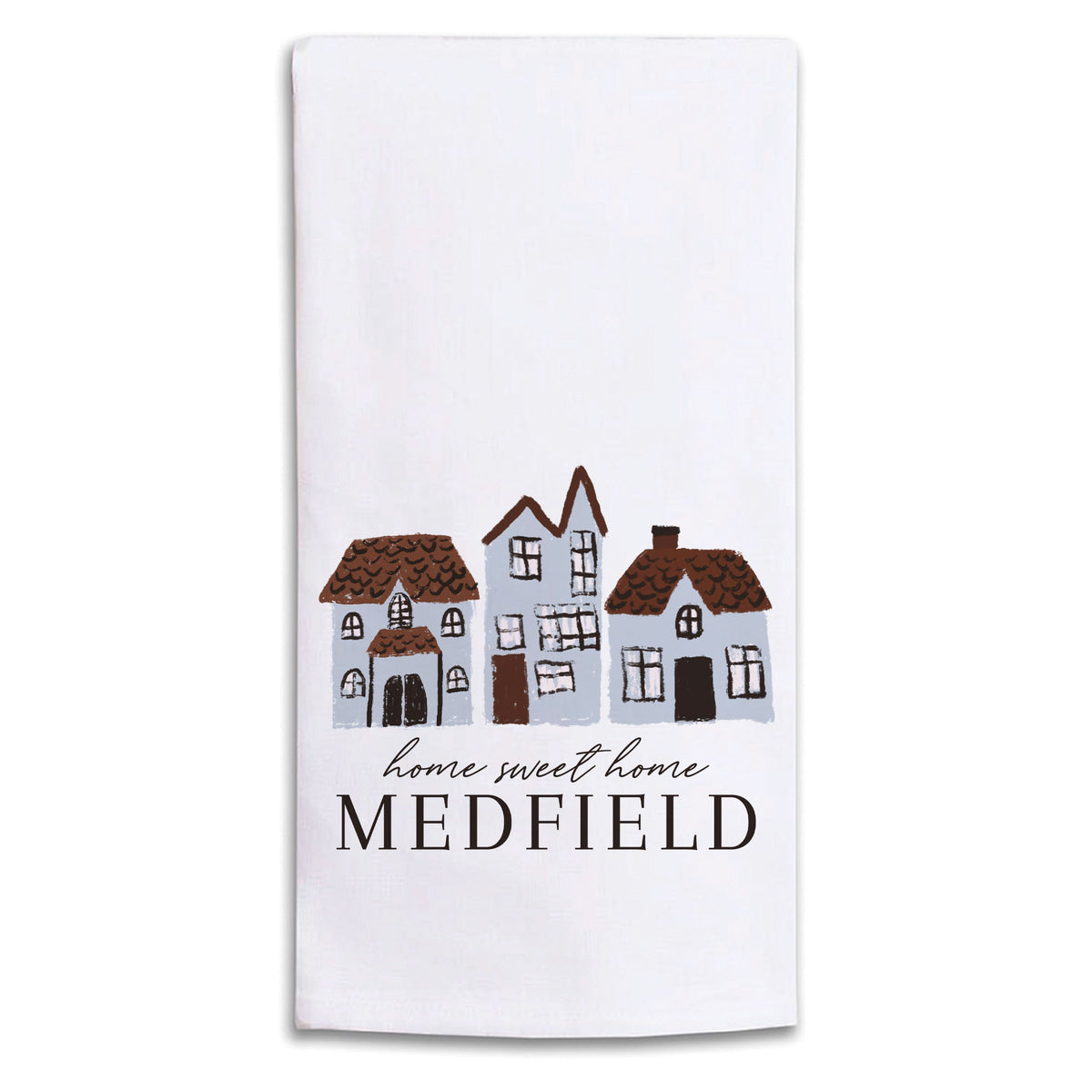 Hometown Village Personalized Tea Towel