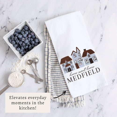 Hometown Village Personalized Tea Towel