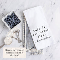 This Is Our Happy Place Personalized Tea Towel