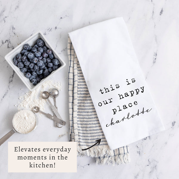 This Is Our Happy Place Personalized Tea Towel