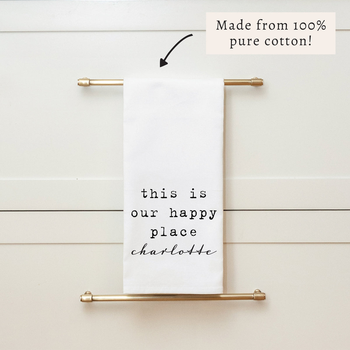 This Is Our Happy Place Personalized Tea Towel