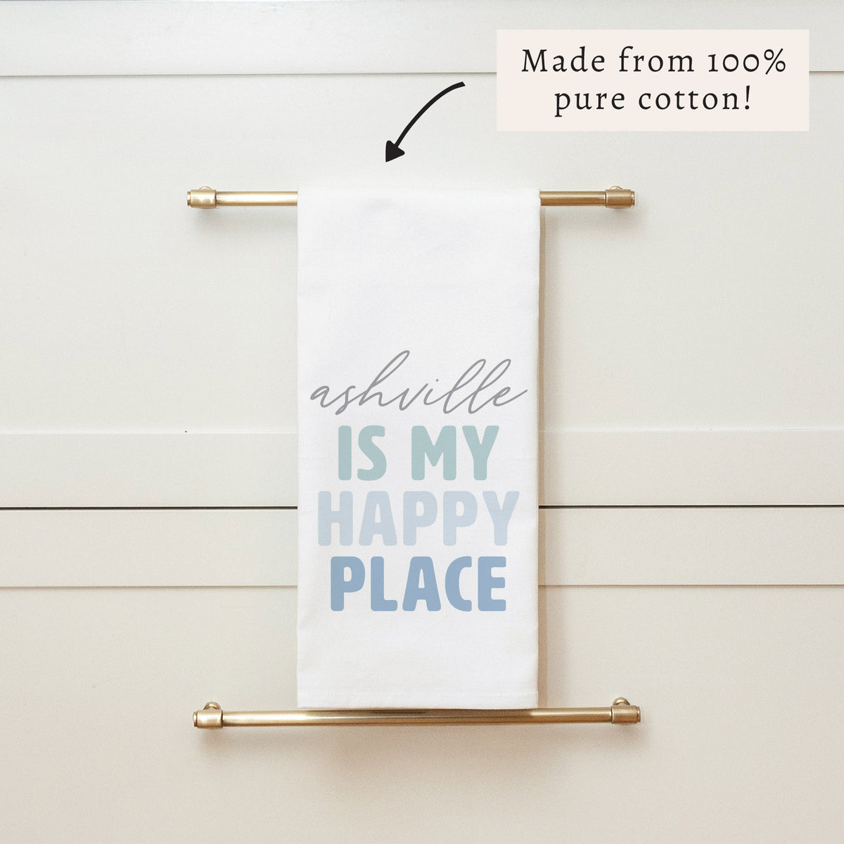 My Happy Place Personalized Tea Towel