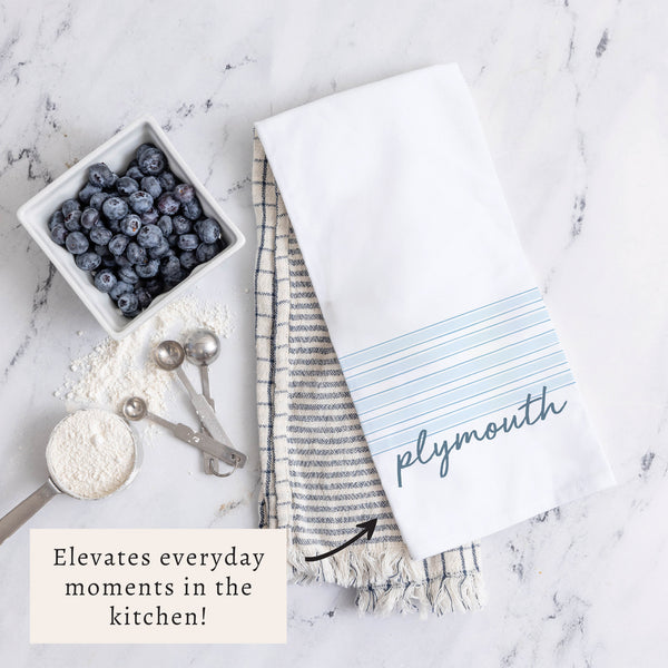 Blue Stripes Personalized Tea Towel
