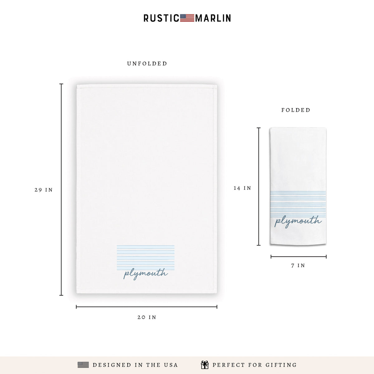 Blue Stripes Personalized Tea Towel