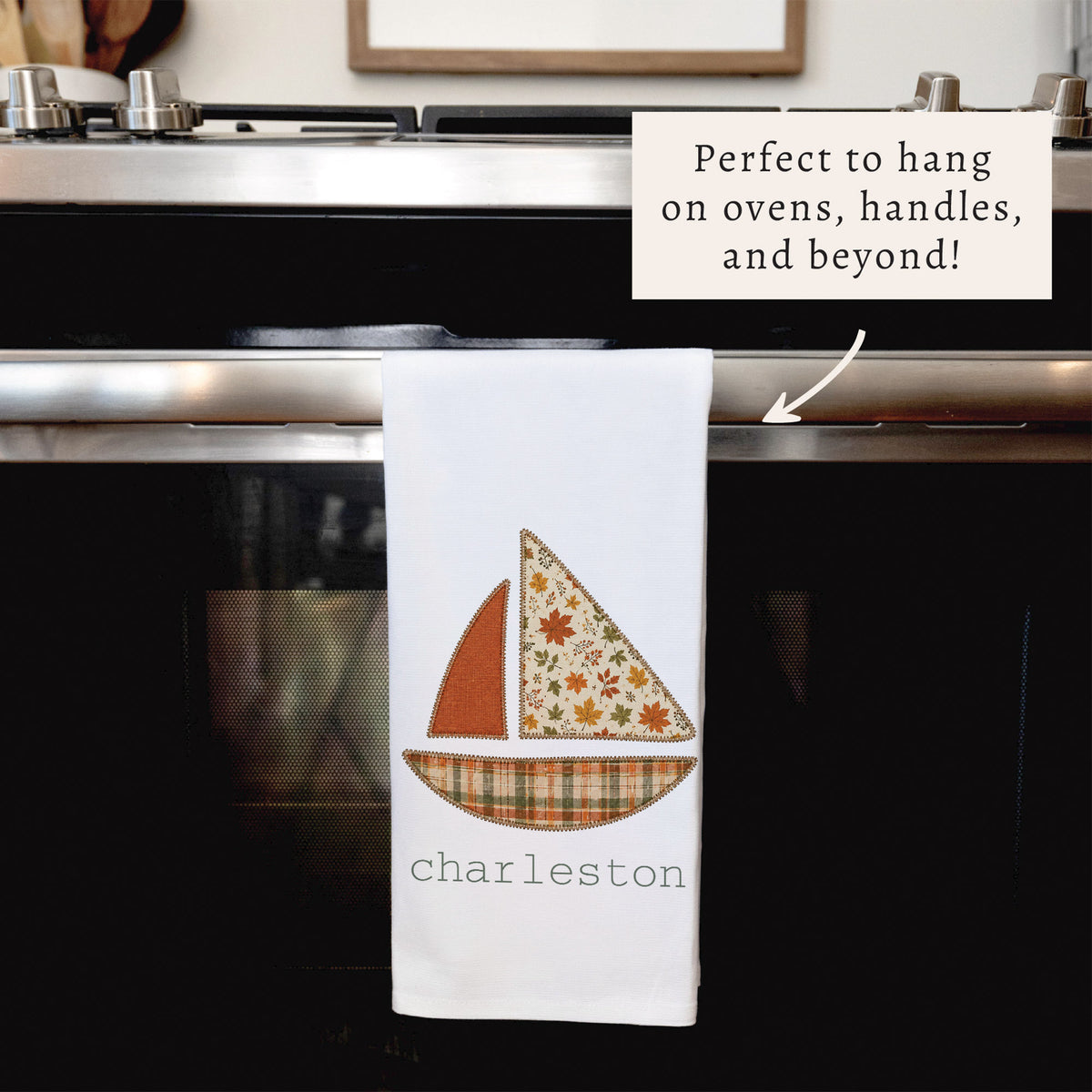Fall Sailboat Personalized Tea Towel