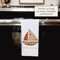 Fall Sailboat Personalized Tea Towel