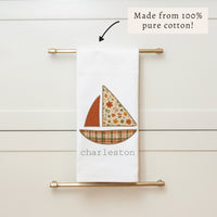 Fall Sailboat Personalized Tea Towel