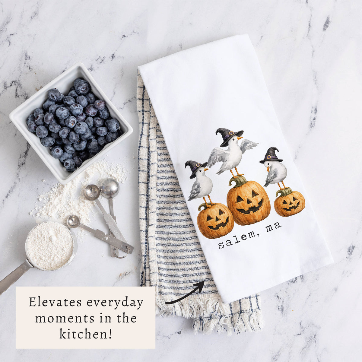 Witch Seagulls Personalized Tea Towel
