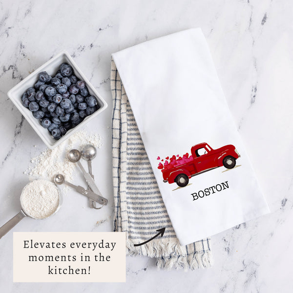 Heart Truck Personalized Tea Towel