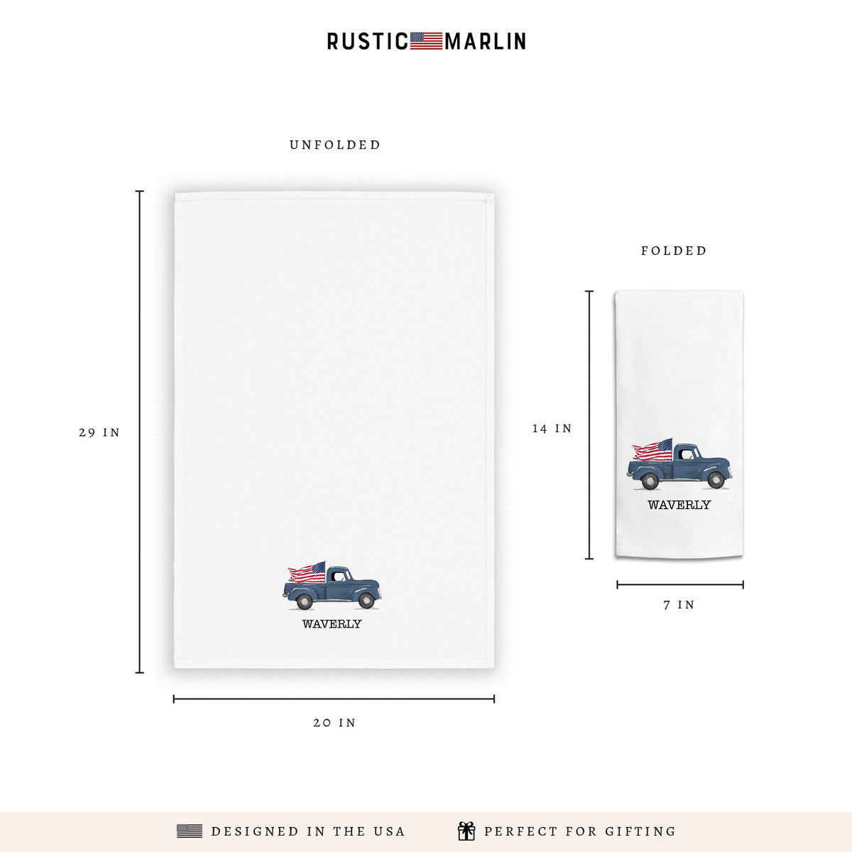 Flag Truck Personalized Tea Towel