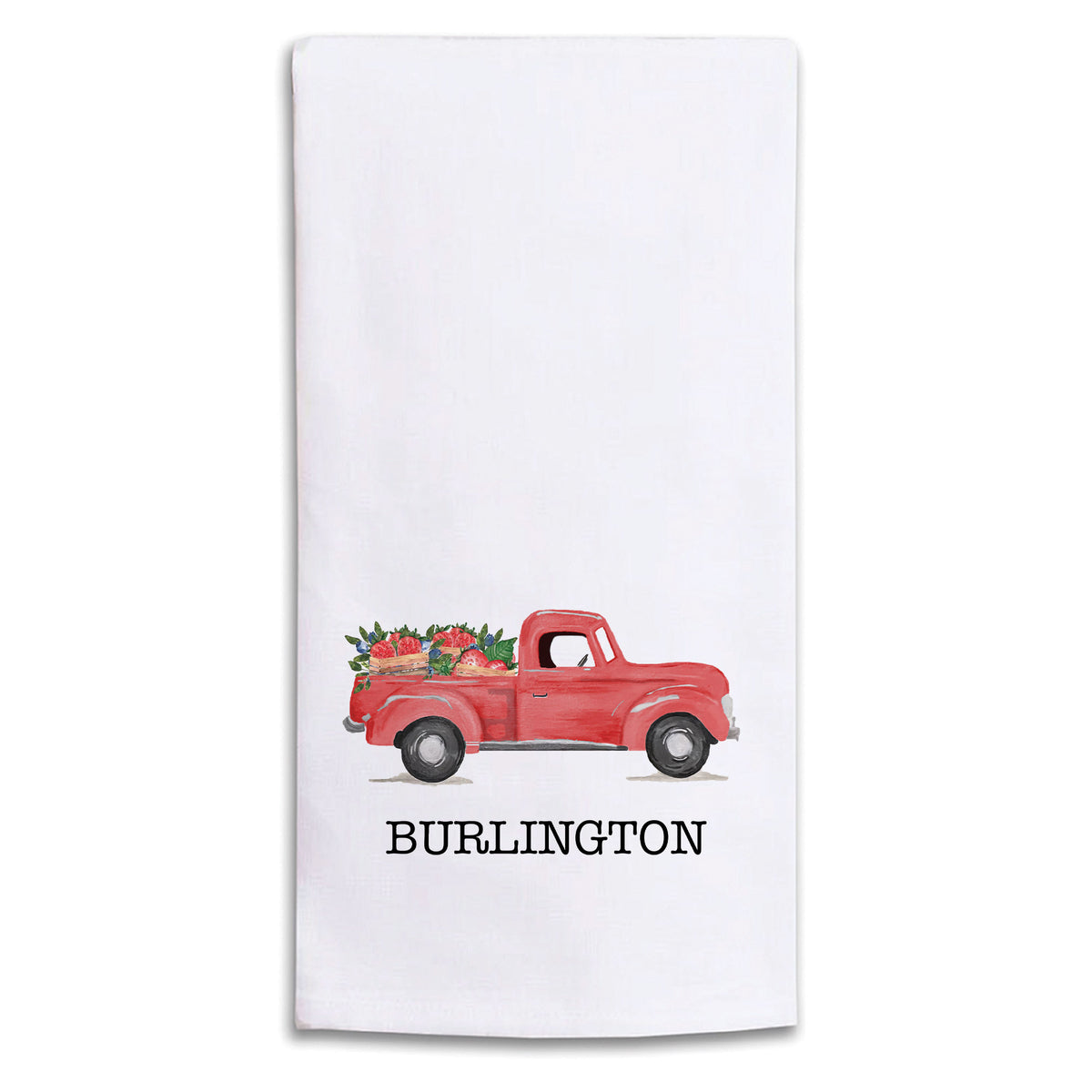 Berries Truck Personalized Tea Towel