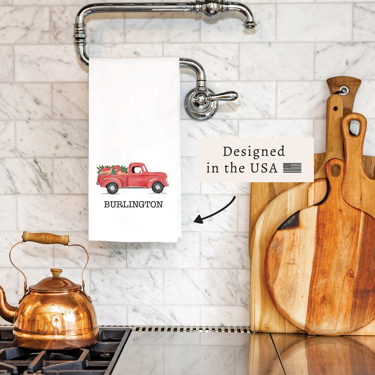 Berries Truck Personalized Tea Towel