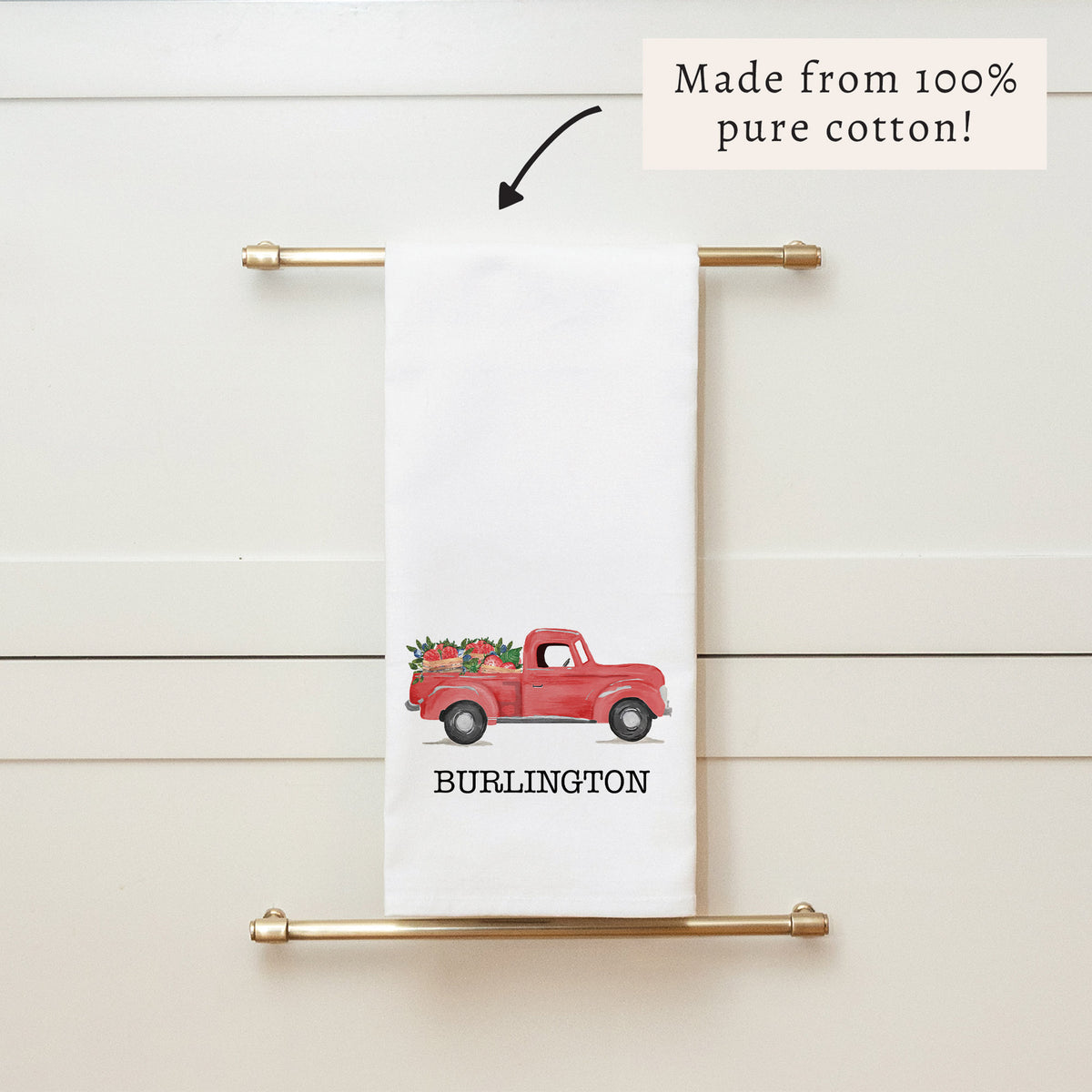Berries Truck Personalized Tea Towel