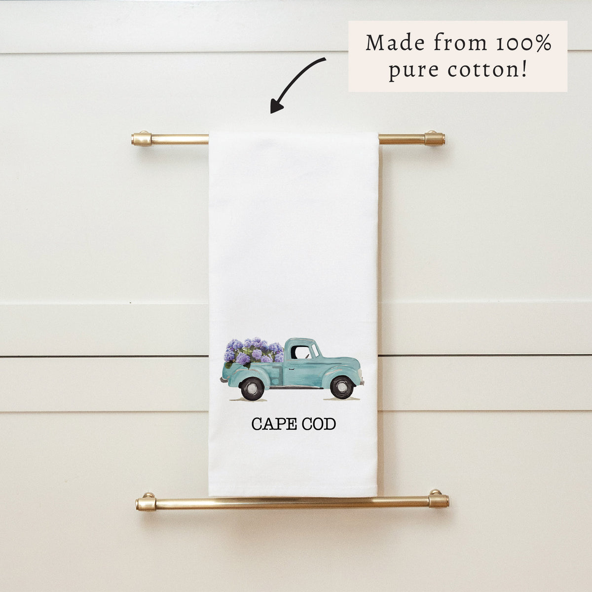 Hydrangea Truck Personalized Tea Towel