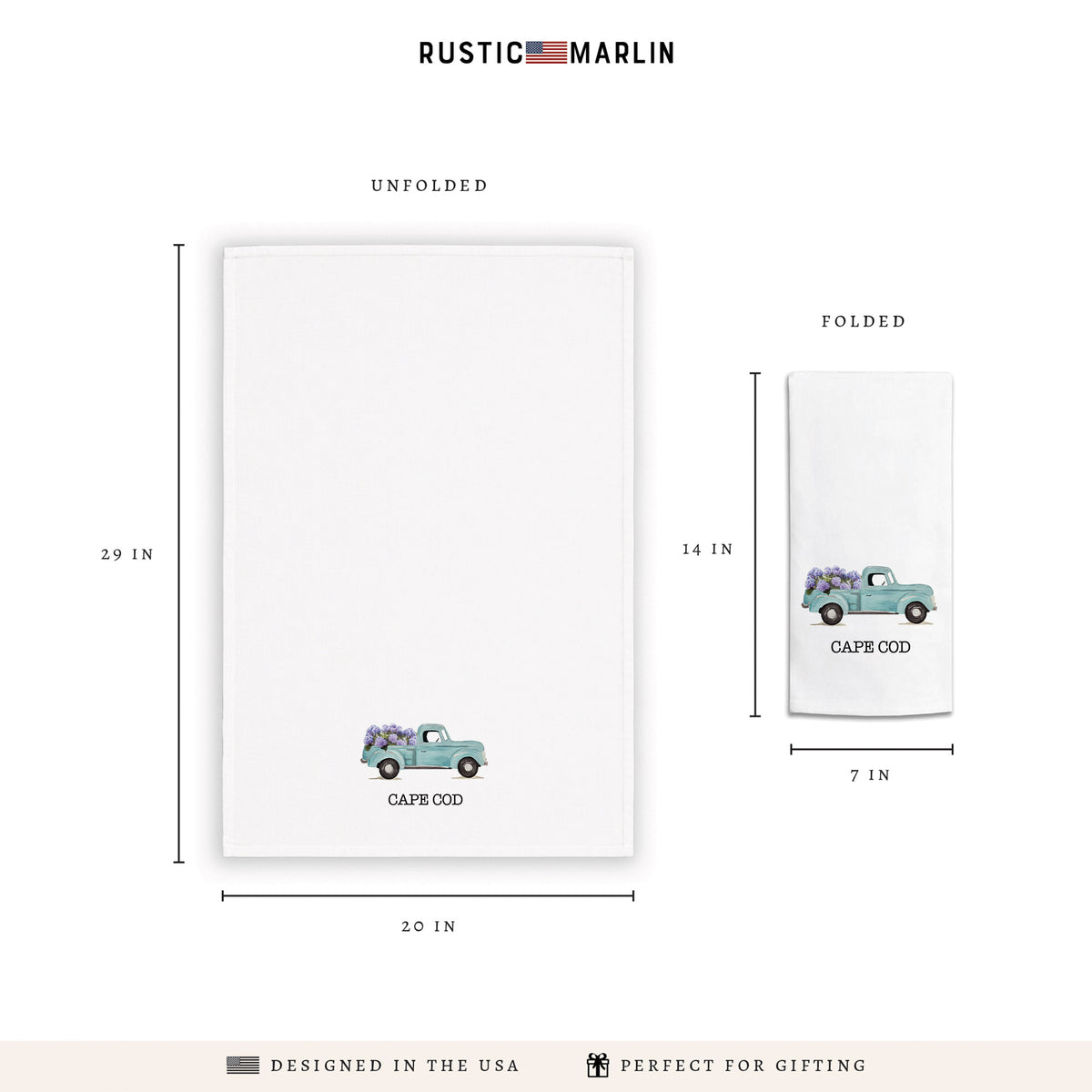 Hydrangea Truck Personalized Tea Towel