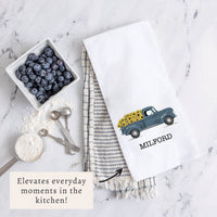 Sunflower Truck Personalized Tea Towel