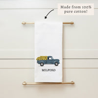 Sunflower Truck Personalized Tea Towel