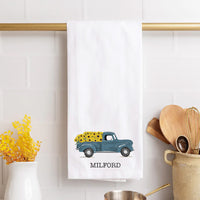 Sunflower Truck Personalized Tea Towel
