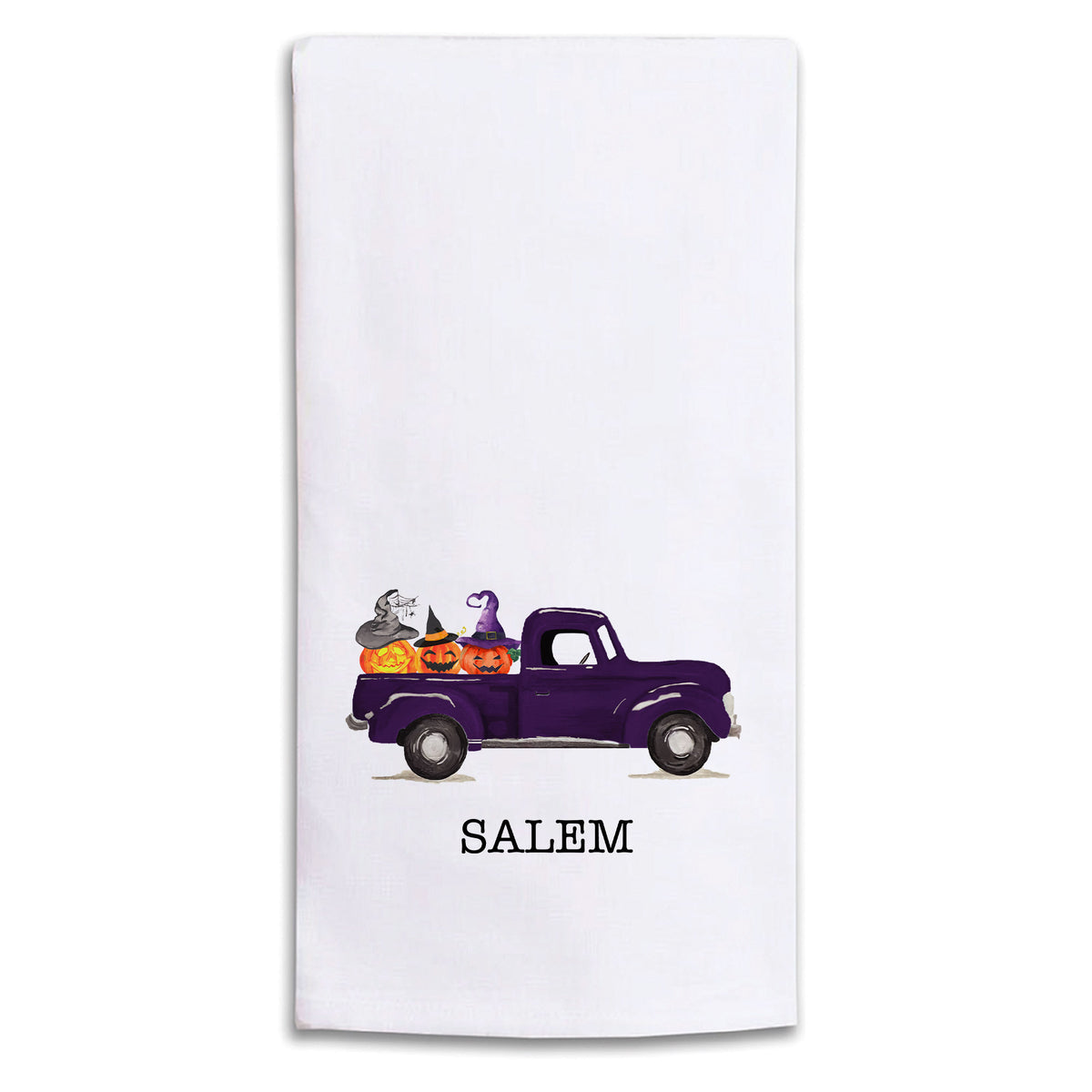 Jack-O-Lantern Truck Personalized Tea Towel