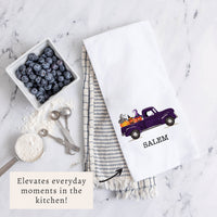 Jack-O-Lantern Truck Personalized Tea Towel