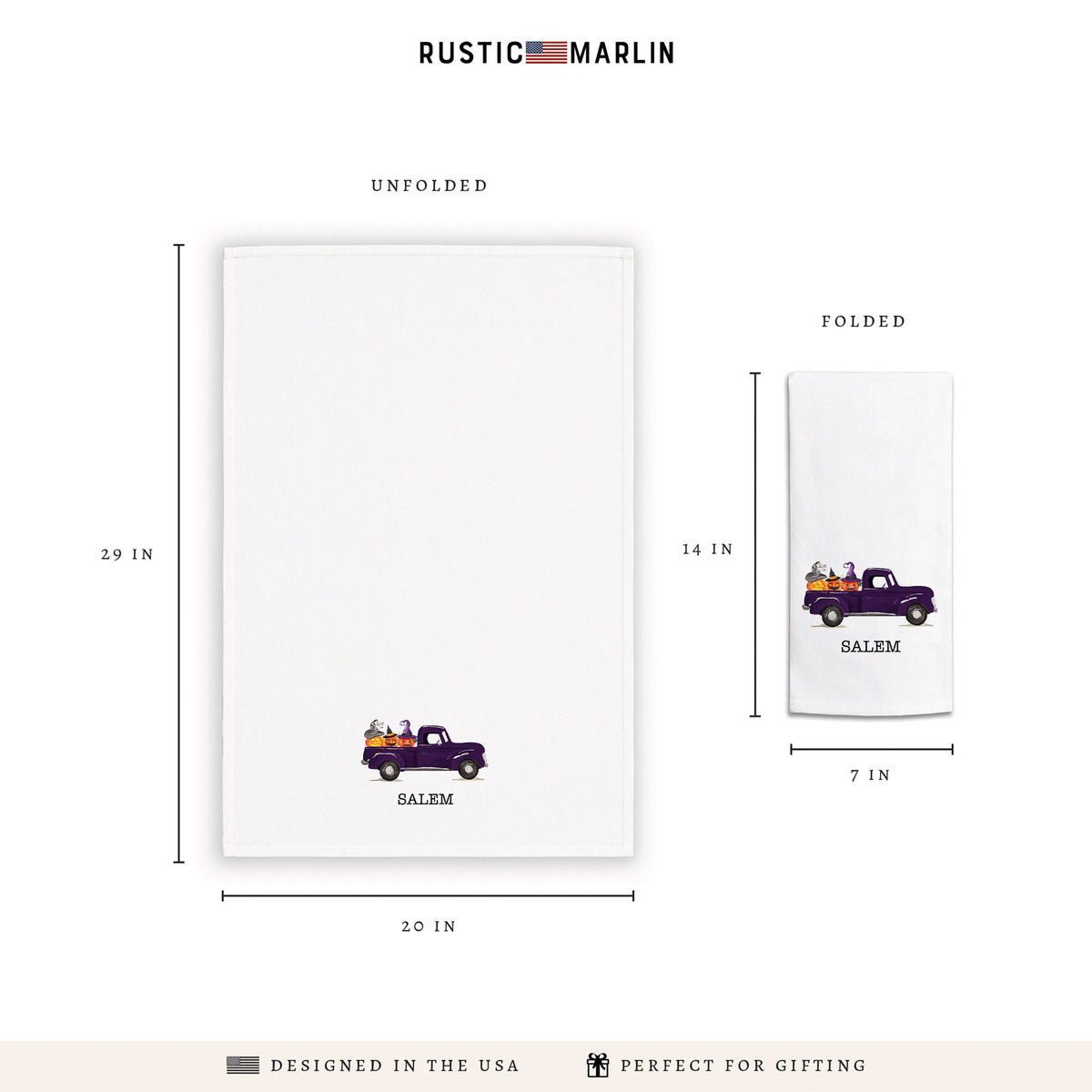 Jack-O-Lantern Truck Personalized Tea Towel