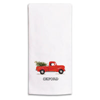 Christmas Tree Truck Personalized Tea Towel