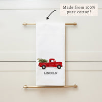 Christmas Tree Truck Personalized Tea Towel
