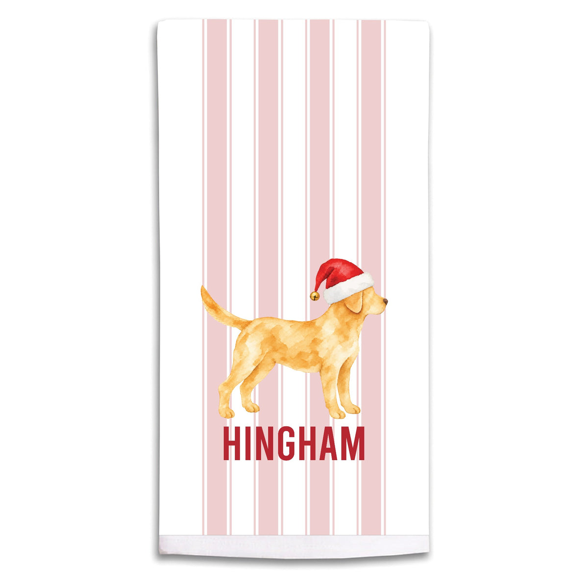 Yellow Lab Santa Hat Personalized Tea Towel