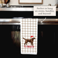 Chocolate Lab Santa Hat Personalized Tea Towel