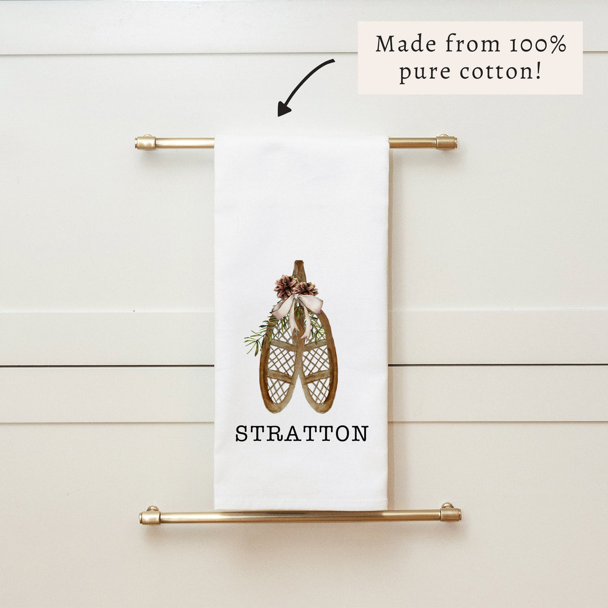 Snowshoes Personalized Tea Towel