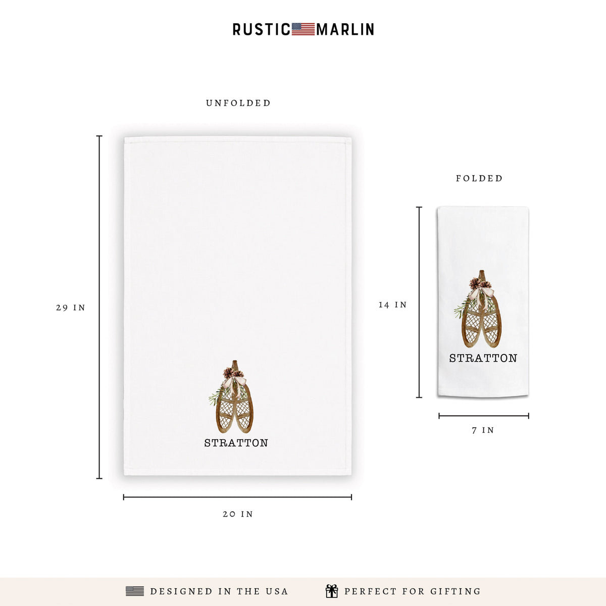 Snowshoes Personalized Tea Towel