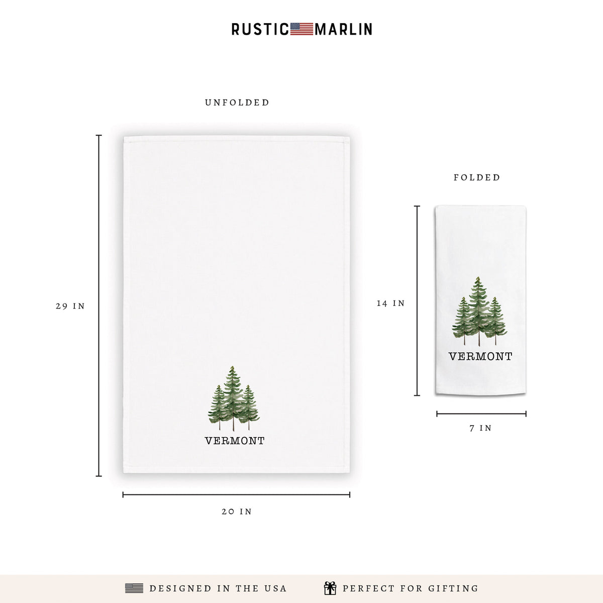 Pine Trees Personalized Tea Towel