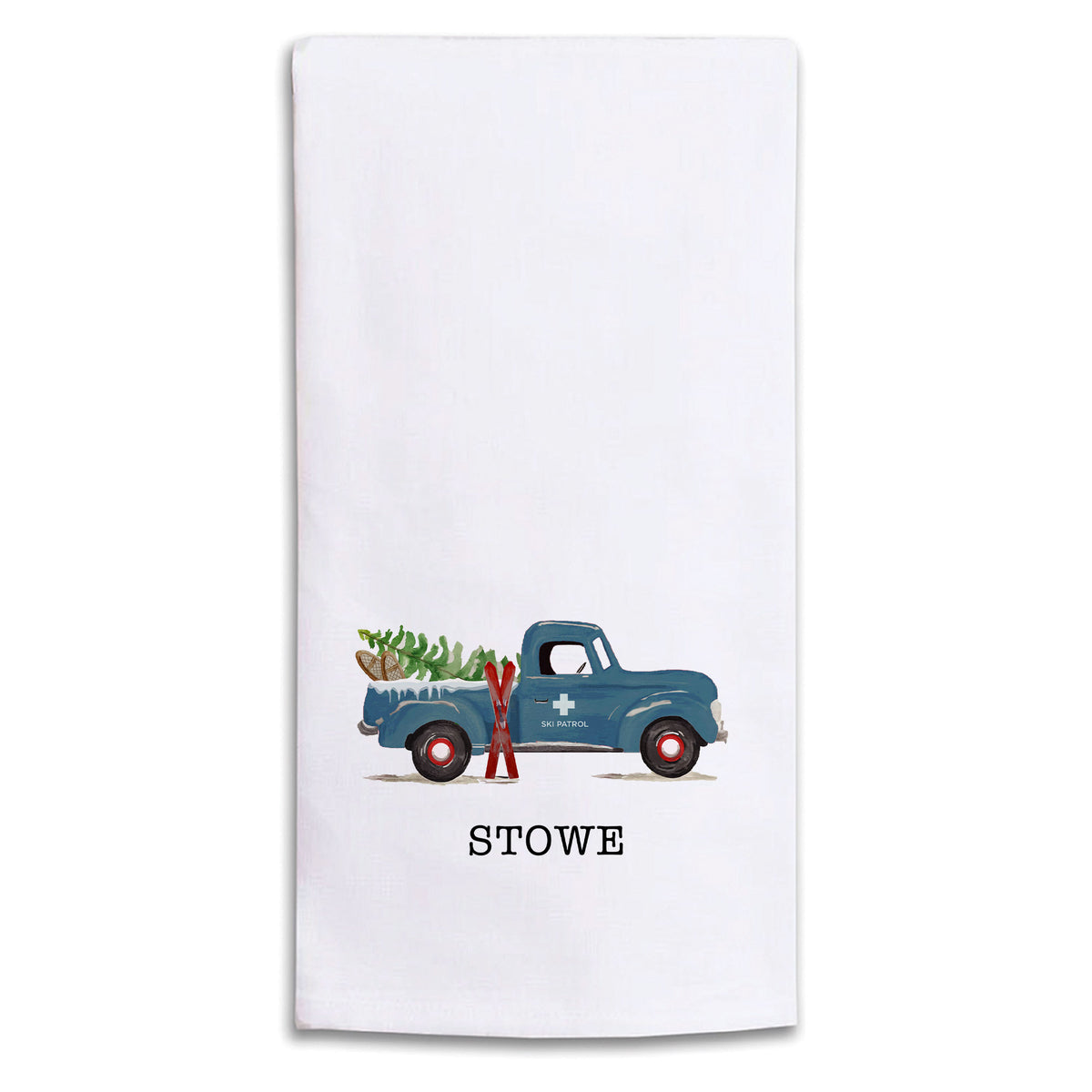 Ski Patrol Truck Personalized Tea Towel