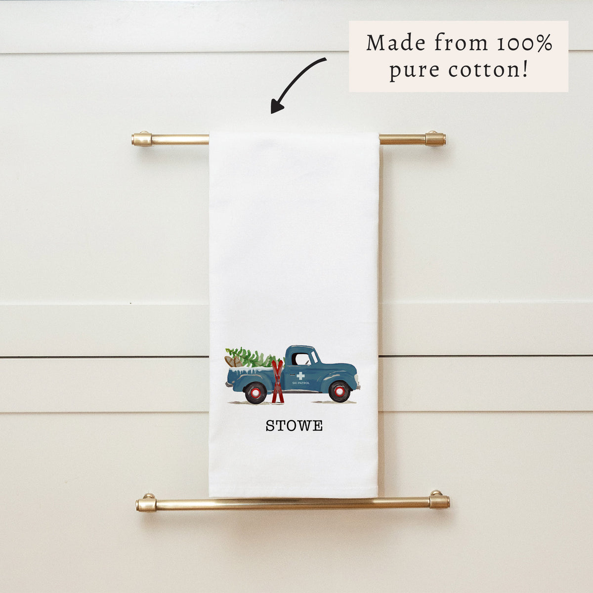 Ski Patrol Truck Personalized Tea Towel