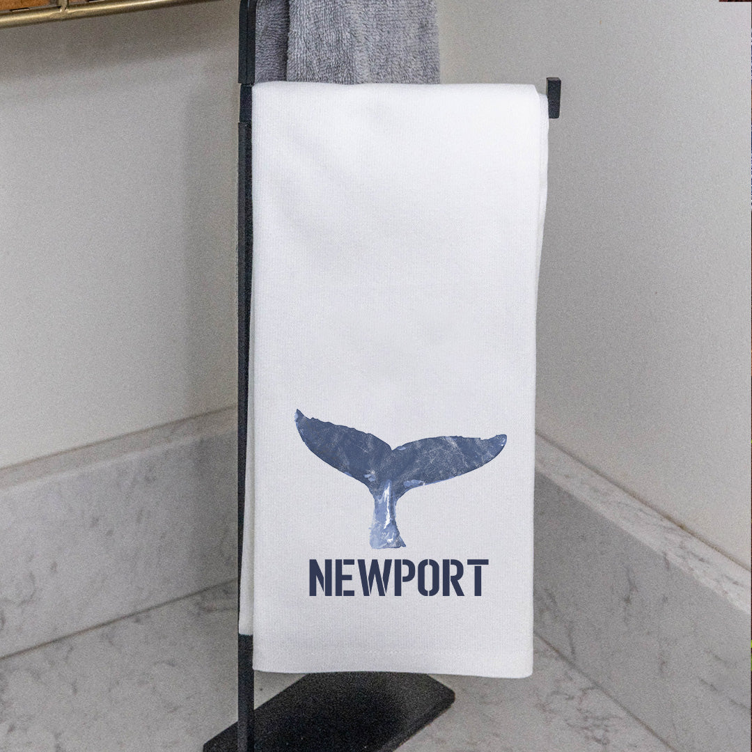 Indigo Whale Tail Personalized Tea Towel