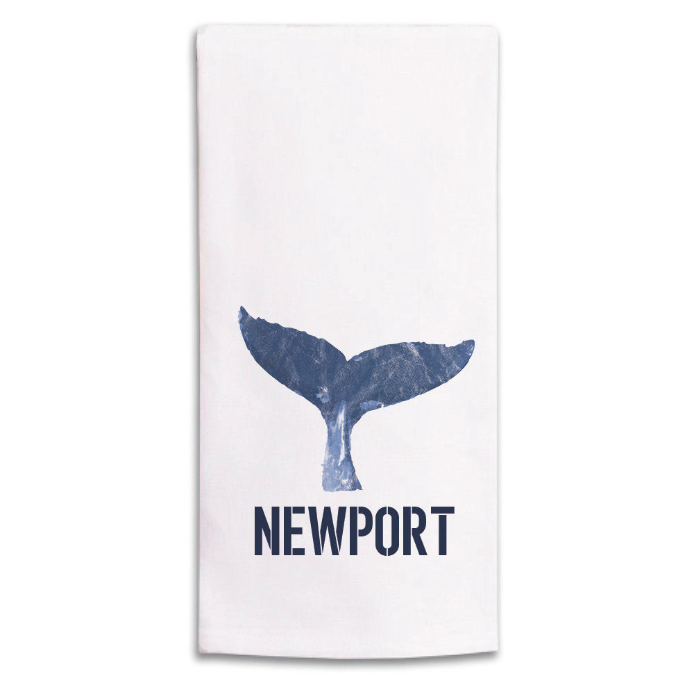 Indigo Whale Tail Personalized Tea Towel