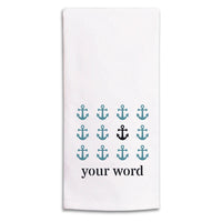 Repeating Anchors Personalized Tea Towel
