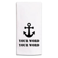 Anchor Two Line Text Personalized Tea Towel