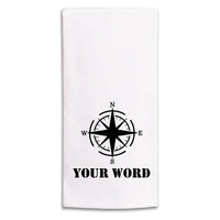 Compass One Line Text Personalized Tea Towel